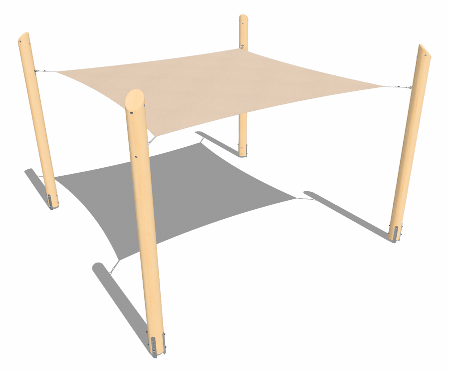 Sonnensegel quadratisch mit Edelkastanienpfosten