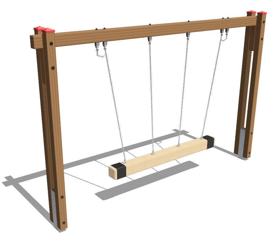 Balançoire siège en corde trio en bois équarri