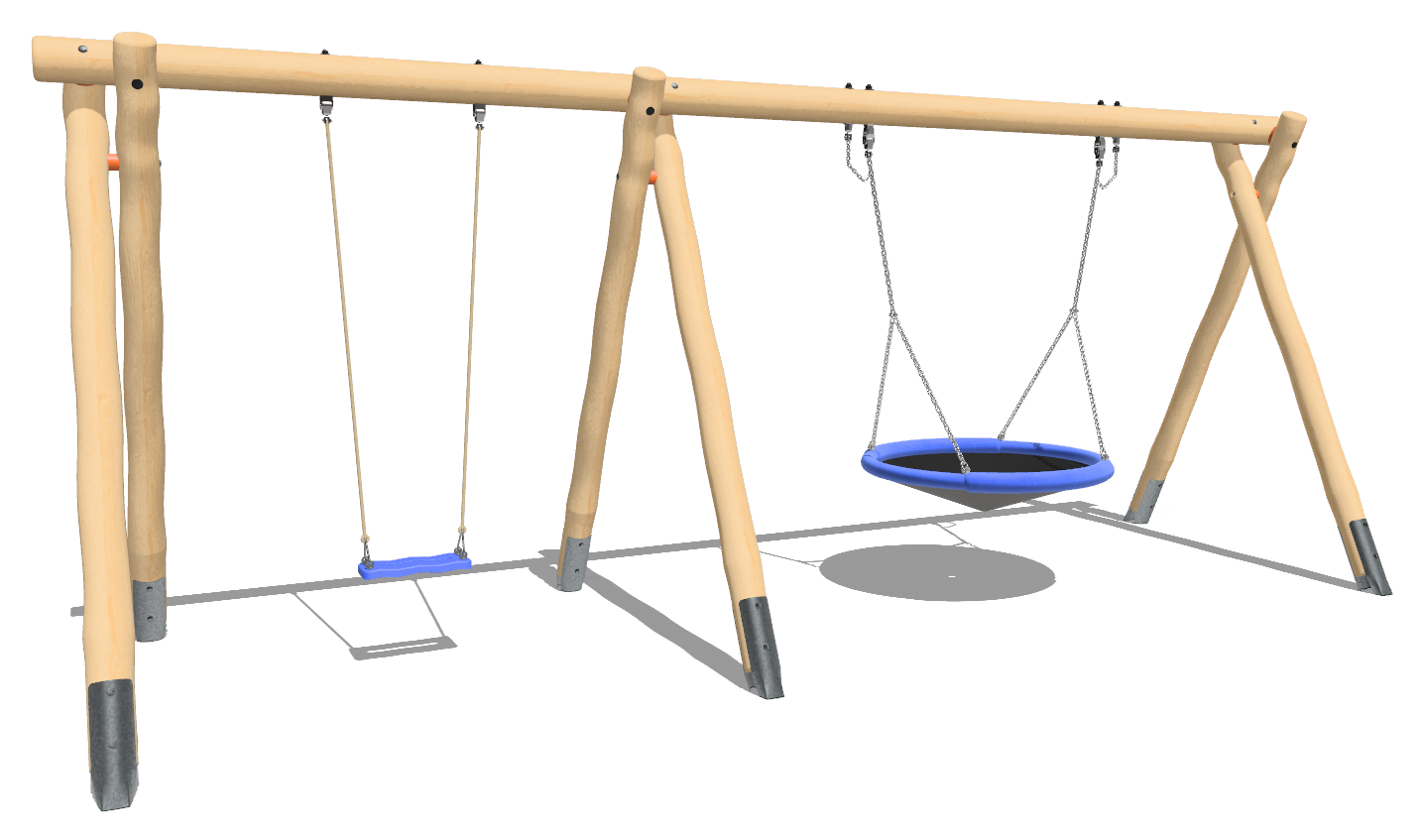 Balançoire nid d'oiseaux avec balançoire simple en châtaignier