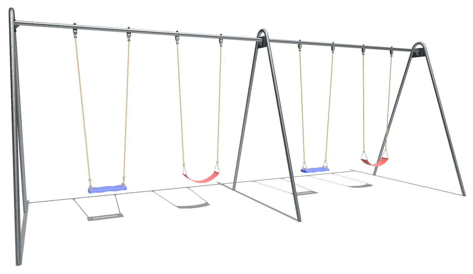 Balançoire quadruple en métal