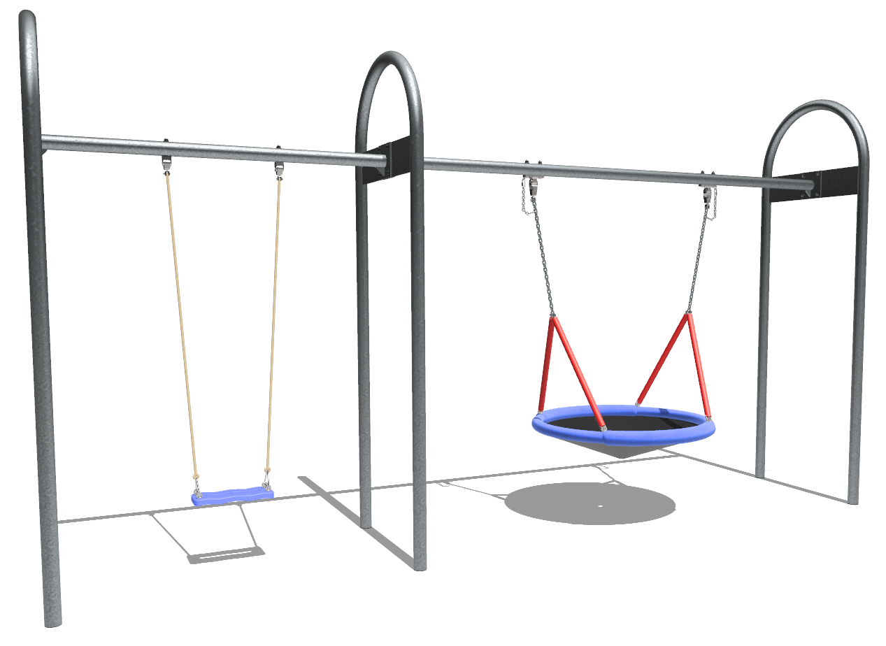 Balançoire nid d'oiseaux avec balançoire simple en métal