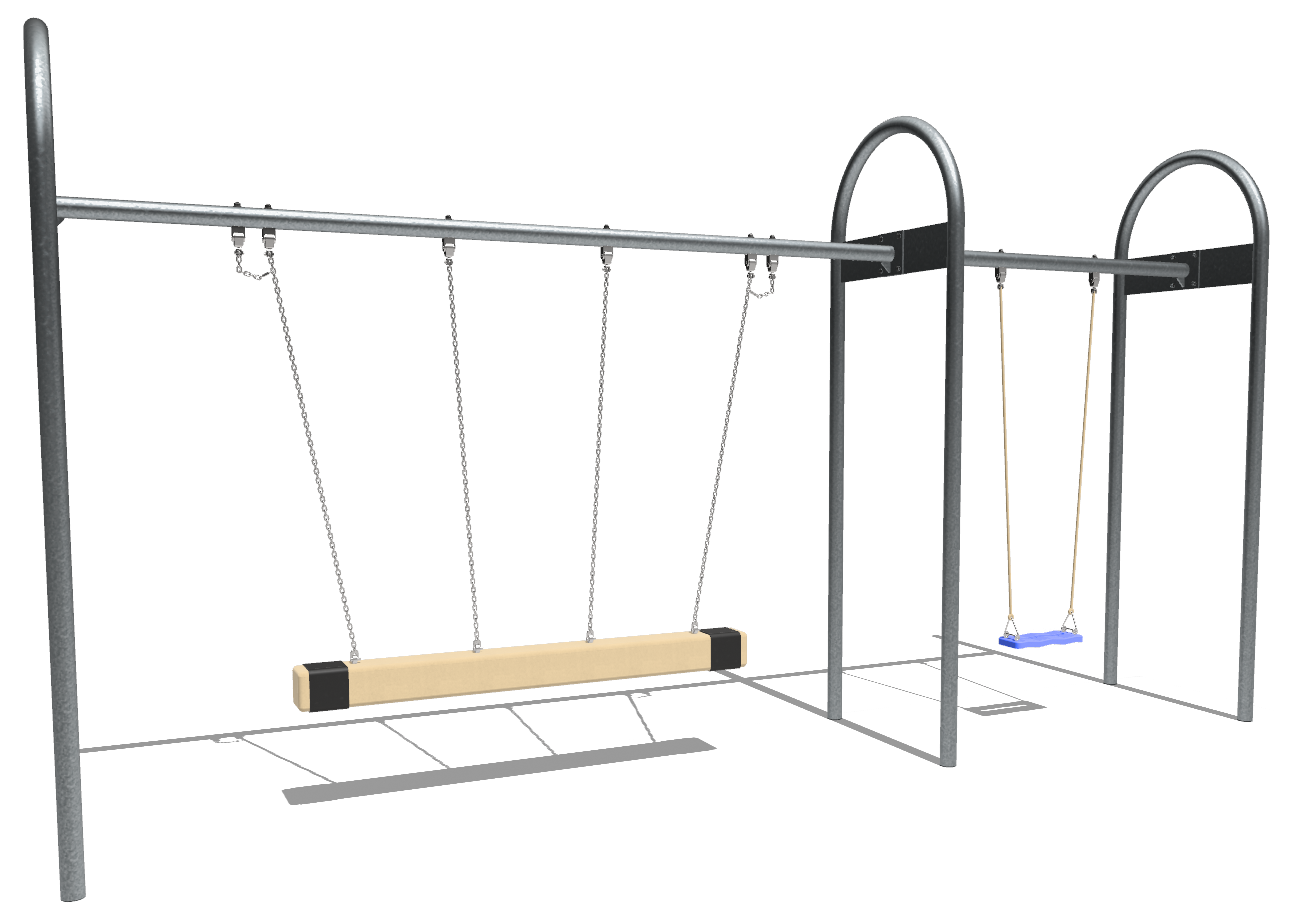 Balançoire siège en corde trio avec balançoire simple en métal