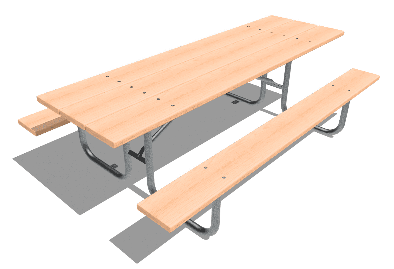 Table de pique-nique avec piétement en acier zingué