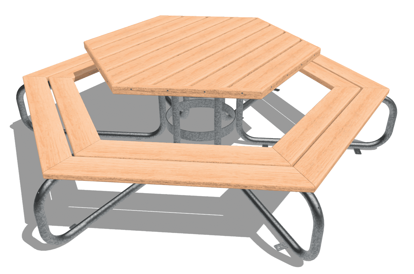 Banc-table hexagonal